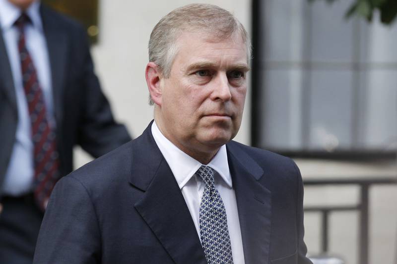 FILE- In this June 6, 2012 file photo, Britain's Prince Andrew leaves King Edward VII hospital in London after visiting his father Prince Philip.  Prince Andrew says in a BBC interview scheduled to be broadcast Saturday, Nov. 16, 2019, that he doesnâ€™t remember a woman who has accused him of sexually exploiting her in encounters arranged by Jeffrey Epstein. Andrew has made similar denials for years but has come under new pressure following Epsteinâ€™s arrest and suicide last summer. (AP Photo/Sang Tan, File)