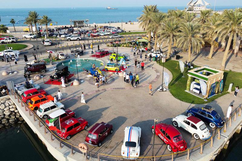The exhibition is held at Marina Crescent in the Salmeyya district of Kuwait City.