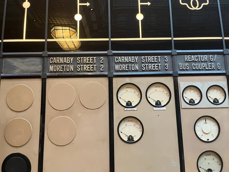 Control room A retains its original circuit display panels showing how 20 per cent of London was once powered. Eagle-eyed viewers will notice that Carnaby Street appears three times – the 2nd and 3rd displays were actually code for Buckingham Palace and the Houses of Parliament. Paul Carey / The National