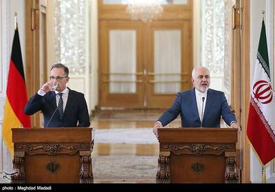 Iranian Foreign Minister Mohammad Javad Zarif speaks during news conference with his German counterpart Heiko Maas in Teheran, Iran, June 10, 2019. Tasnim News Agency/Handout via REUTERS ATTENTION EDITORS - THIS IMAGE WAS PROVIDED BY A THIRD PARTY. BEST QUALITY AVAILABLE.