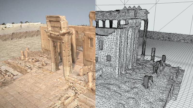 The Temple of Bel in Palmyra, split-screen. Arc/k Project