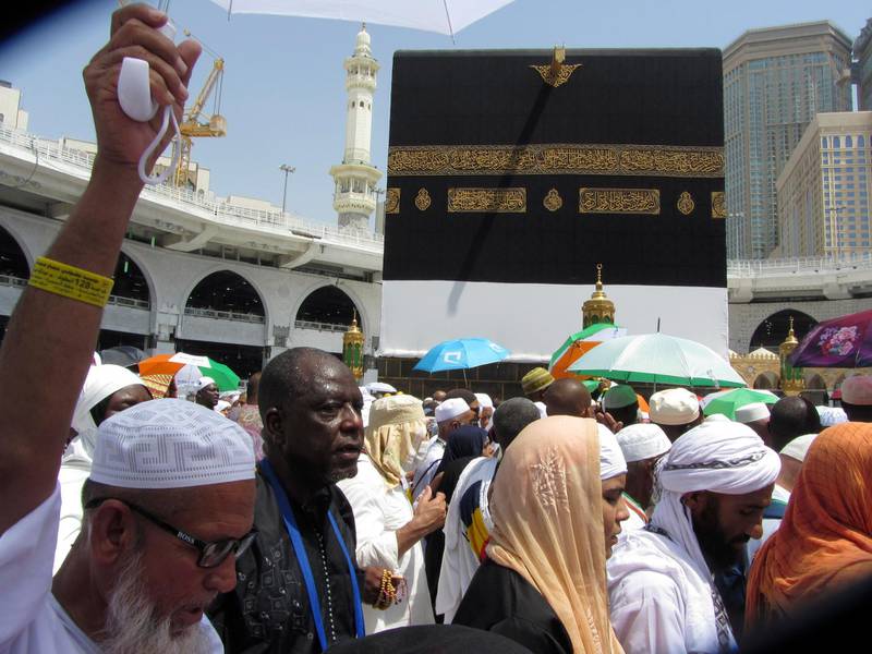 Muslim pilgrims circumambulate around the Kaaba at the Grand Mosque in Makkah.  AP