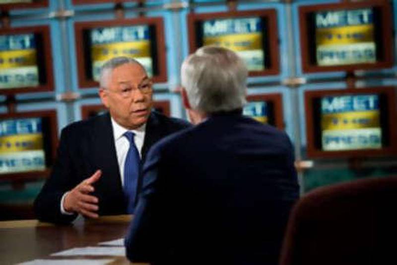 The former US Secretary of State Colin Powell pictured in 2008 during a TV appearance