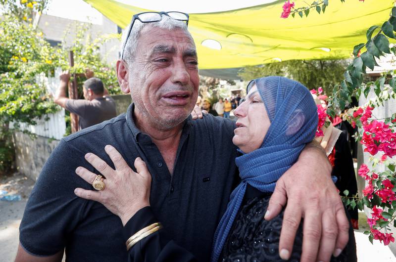 Mourners at the funeral of Palestinian Raed Jadallah, who was shot dead by Israeli forces, according to the health ministry, near Ramallah in the Israeli-occupied West Bank. Reuters