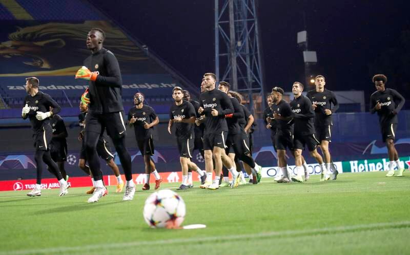 Chelsea players attend a training session in Zagreb, Croatia, 05 September 2022. EPA