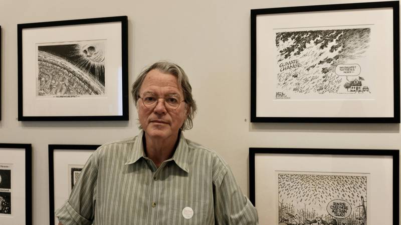 Cartoonist Jim Morin at the Ogunquit Museum of American Art  in southern Maine. All photos: David Millward
