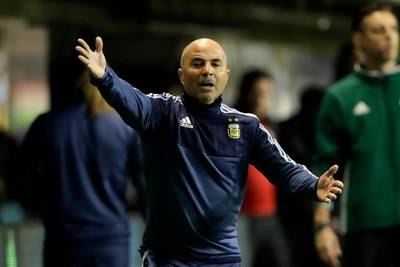 Argentina manager Jorge Sampaoli shouts instructions from the touchline. Victor R. Caivano / AP Photo