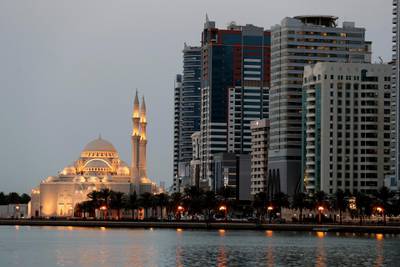 Sharjah, United Arab Emirates - Reporter: N/A. News. AlNoor Mosque in Sharjah on the second day of Ramadan after sunset. Wednesday, April 14th, 2021. Sharjah. Chris Whiteoak / The National