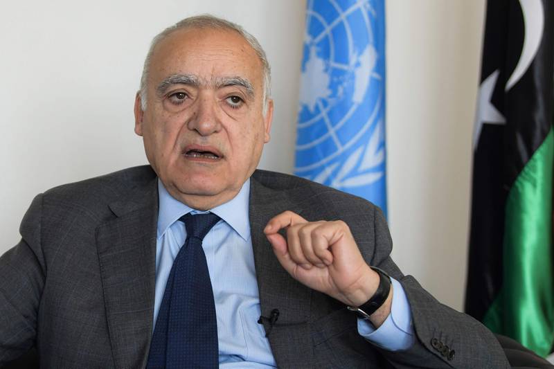 Ghassan Salame, the Special Representative and Head of the United Nations Support Mission in Libya (UNSMIL), speaks during an interview with AFP at his office in the Tunisian capital Tunis on November 29, 2019. Salame stated that US-Russia tensions top a list of "complications" in efforts to heal international divisions on the Libyan conflict. / AFP / FETHI BELAID
