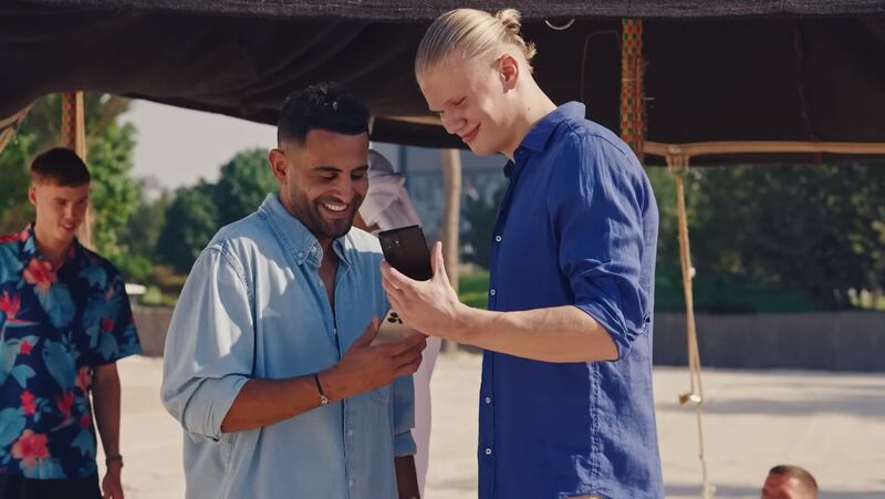 Manchester City players Riyad Mahrez and Erling Haaland star in a new Abu Dhabi tourism campaign. Photo: DCT Abu Dhabi
