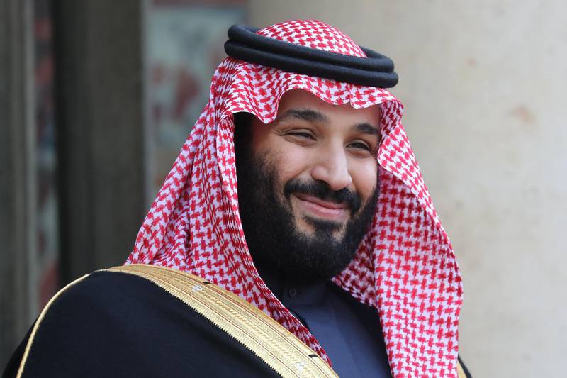 (FILES) In this file photo taken on April 10, 2018, shows Saudi Arabia's crown prince Mohammed bin Salman posing upon his arrival at the Elysee Presidential palace for a meeting with French President in Paris. Saudi Arabia this week branded its most iconic women's rights advocates as "traitors", sending what analysts and activists say is an unmistakeable message: future change comes only from the throne. / AFP / LUDOVIC MARIN
