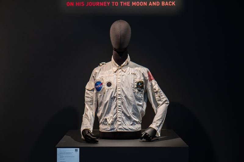 US astronaut Buzz Aldrin's in-flight jacket is displayed on a mannequin before it is auctioned. Photo: Sotheby's