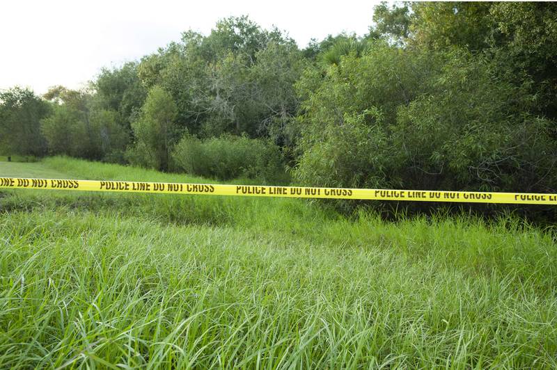 Police tape restricts access to Myakkahatchee Creek Environmental Park in North Port, Florida, where Laundrie's remains were discovered. AFP