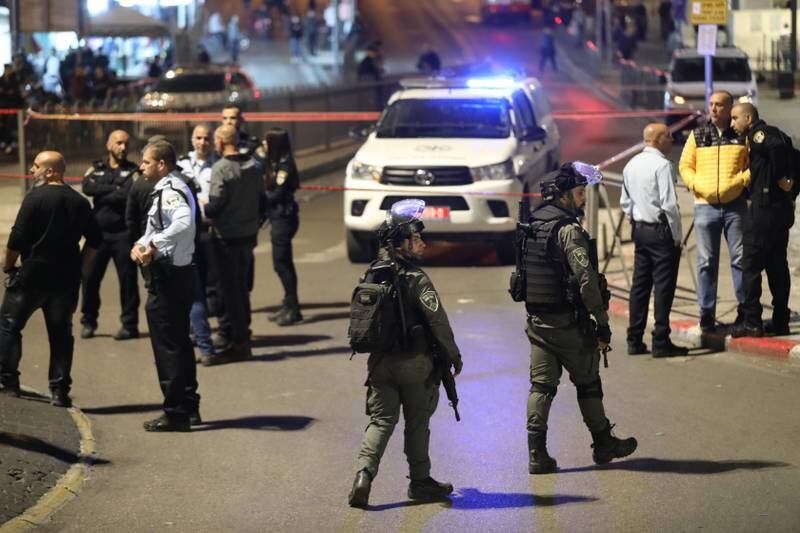Israeli police at the scene of the incident near Damascus Gate in Jerusalem. Photo: EPA