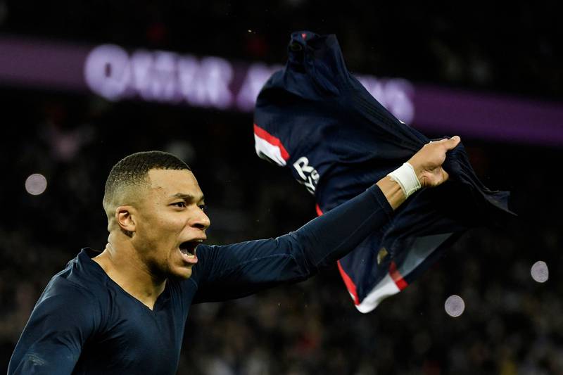 Kylian Mbappe after scoring his match-winning penalty. AFP