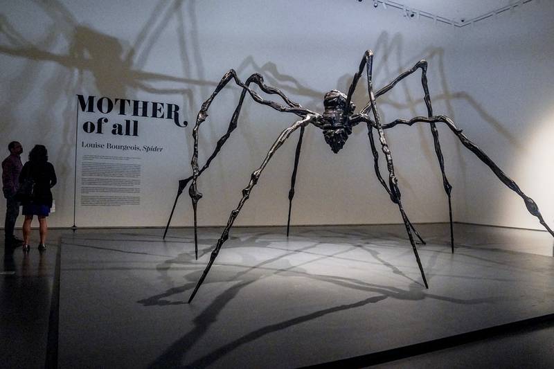 Louise Bourgeois's 1996 steel sculpture Spider is displayed at Sotheby's. AP