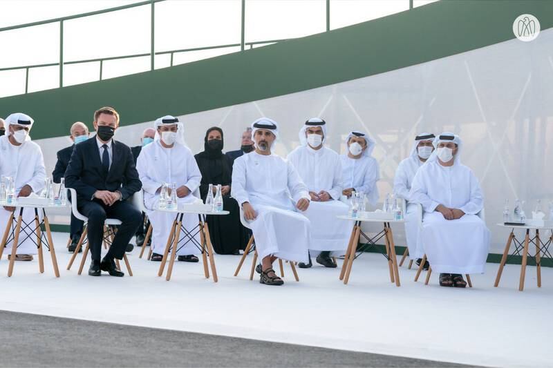 Sheikh Khaled and others at a ceremony in which Abu Dhabi became Asia’s first Bike City.