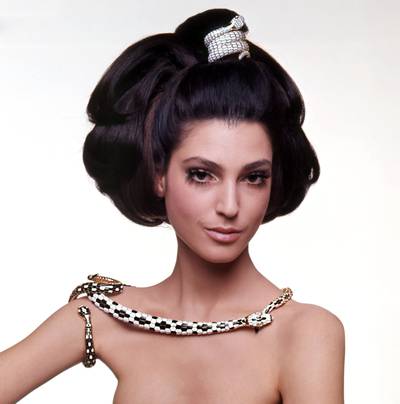 In this image from US Vogue, 1968, Benedetta Barzini wears a Bulgari necklace. Photo: Gian Paolo Barbieri for US Vogue