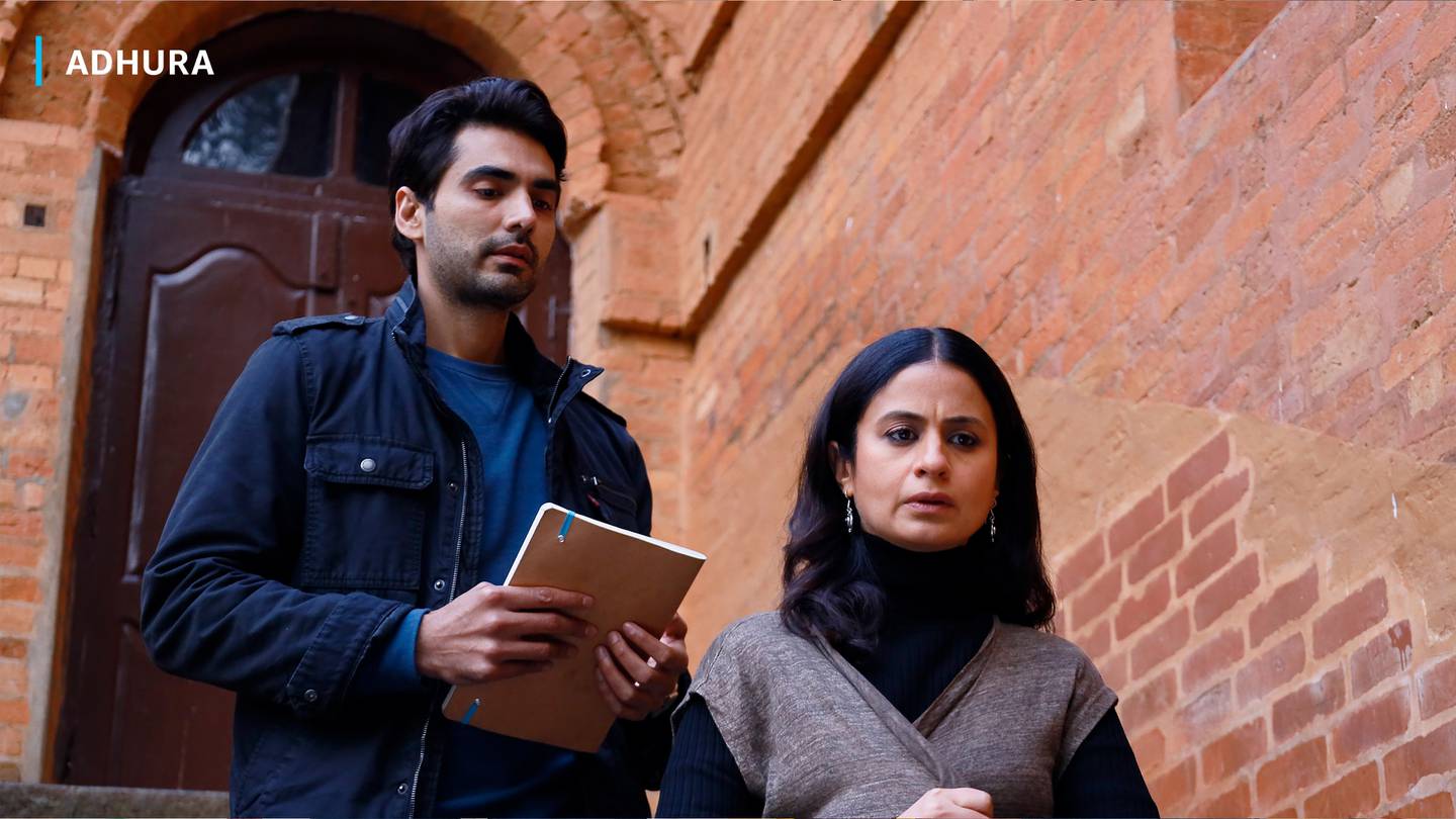 Ishwak Singh and Rasika Dugal in a still from 'Adhura'. Photo: Amazon Prime Video