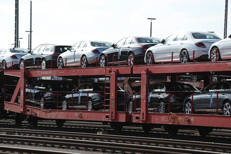 HAMBURG, GERMANY - JULY 14:  New Mercedes-Benz cars stand on the beds of a freight train at Hamburg Port on July 14, 2017 in Hamburg, Germany. German media Sueddeutsche Zeitung, WDR and NDR are claiming to have found evidence that Daimler AG, the parent company of Mercedes-Benz, possibly installed emissions cheating software into motors that were built into one million Mercedes vehicles between 2008 and 2016, including passenger cars and vans.  (Photo by Sean Gallup/Getty Images)