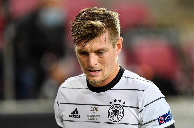 Toni Kroos won his 100th cap for Germany - a milestone marked on the front his shirt. AP