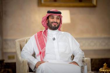 Saudi Crown Prince Mohammed bin Salman during an interview to mark the fifth anniversary of the Vision 2030 programme. Image: AFP / Saudi Royal Palace / Bandar Al Jaloud