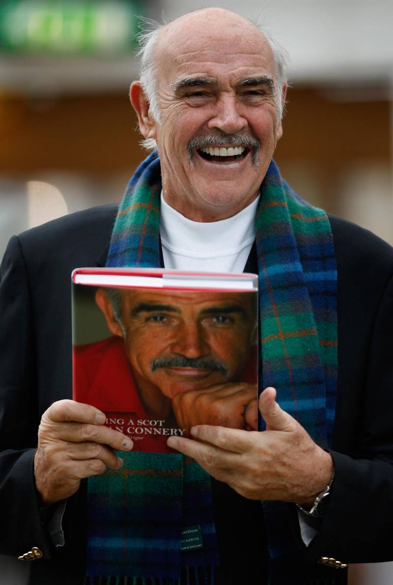 EDINBURGH, UNITED KINGDOM - AUGUST 25: Sir Sean Connery unveils his new book entitled 'Being A Scot' at the Edinburgh book festival August 25, 2008 in Edinburgh, Scotland. The launch of the actors memoirs book coincides with his 78th birthday. (Photo by Jeff J Mitchell/Getty Images)
