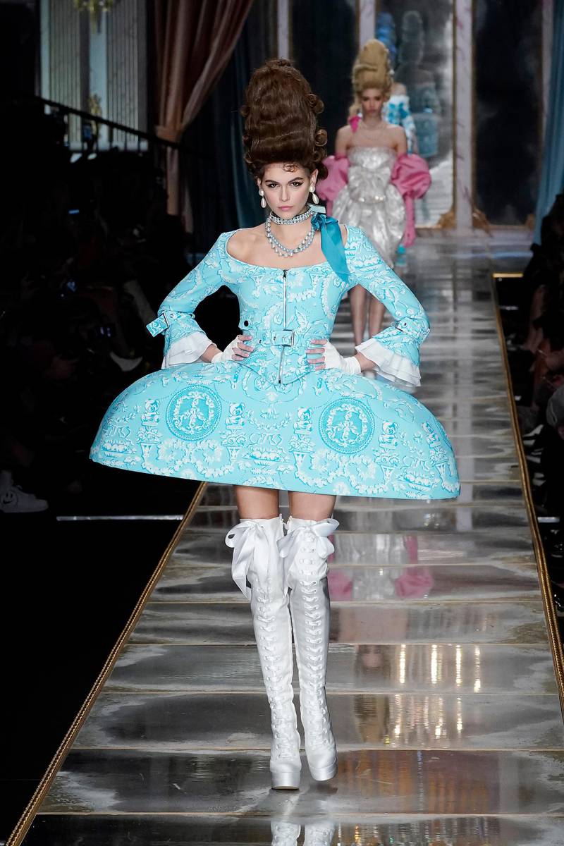 Kaia Gerber walks the runway during the Moschino fashion show as part of Milan Fashion Week on February 20, 2020. Getty Images