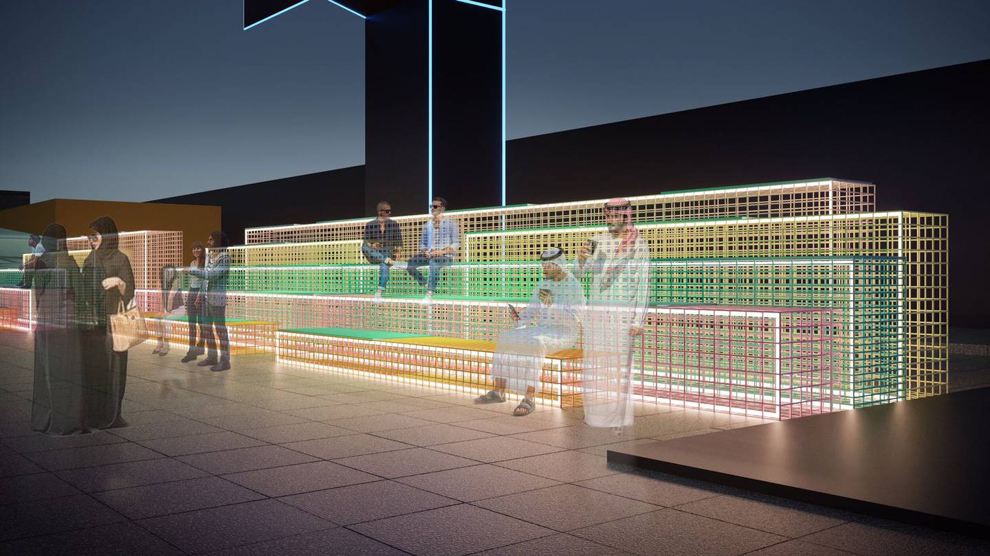 Visitors will be able to roller skate amid neon lights. Photo: AlUla Moments