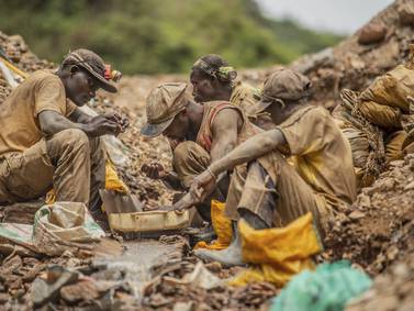 Gold miners in the eastern Democratic Republic of the Congo mining town of Kamituga. AP