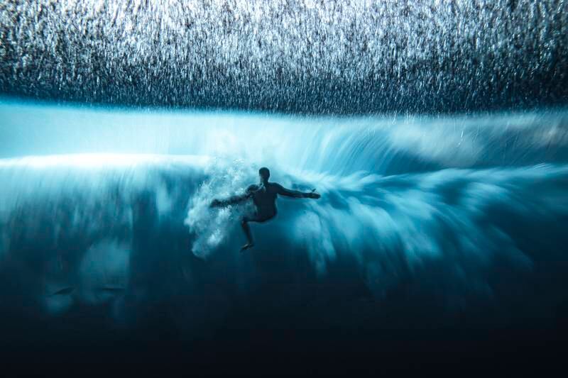 Overall winner, Ben Thouard, from French Polynesia. A surfer battles with the underwater turbulence created by the ‘heaviest wave in the world’. All photos: photographer / Ocean Photographer of the Year