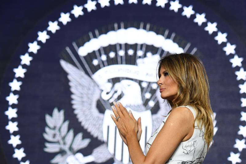 First Lady Melania Trump applauds as she attends Independence Day events at Mount Rushmore in Keystone, South Dakota. AFP