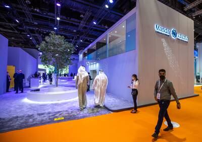 The Masdar stall at the World Future Energy Summit at ADNEC