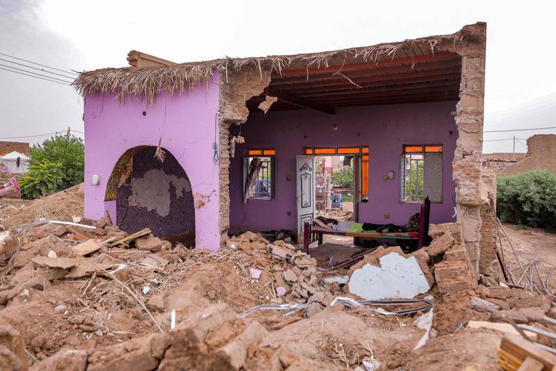A damaged house in Makaylab. AFP