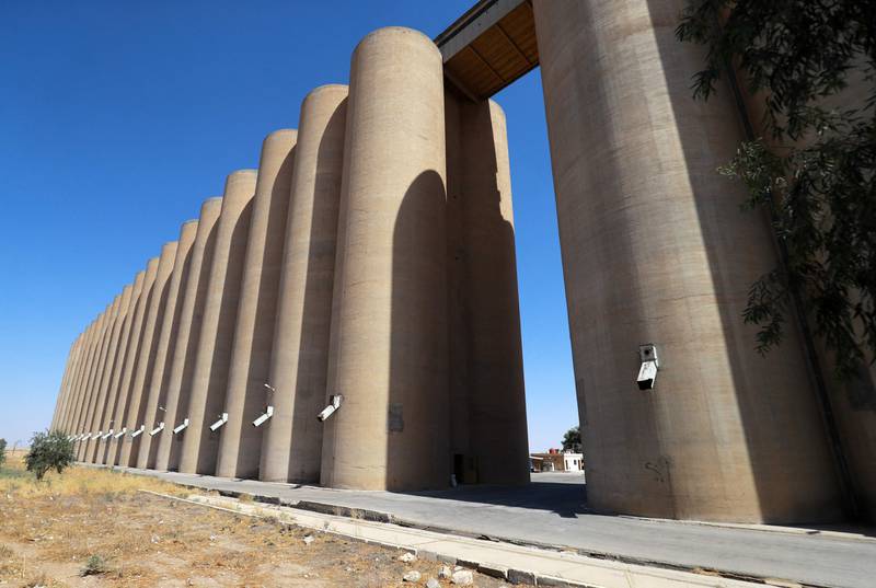 Grain silos in Syria's north-eastern city of Hasakeh. As climate change increases the likelihood of wild fires and drought, this breadbasket region has been hard hit by low rainfall.