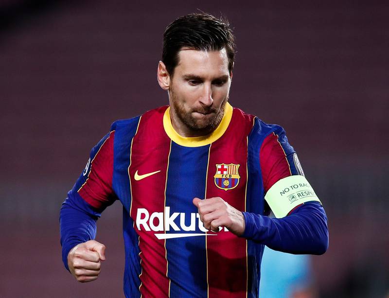 Barcelona star Lionel Messi celebrates after scoring against Dynamo Kyiv. Getty
