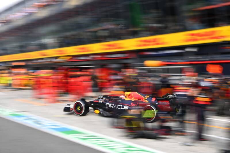 Max Verstappen makes a pitstop on his way to victory in front of his home fans. Getty