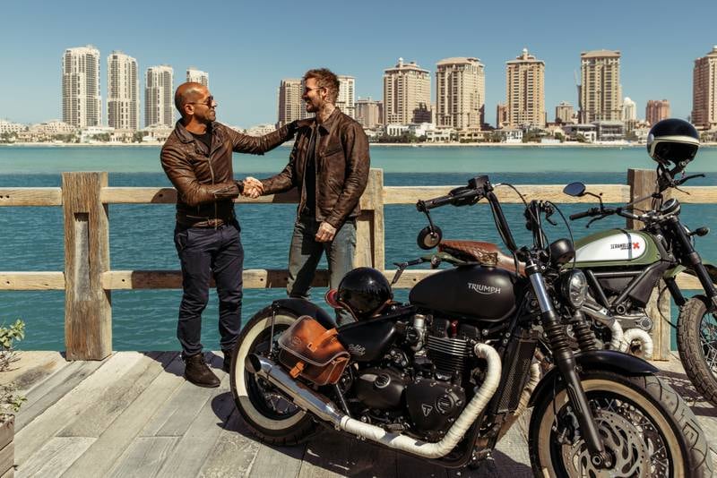 Beckham gets set to explore Doha by motorbike.