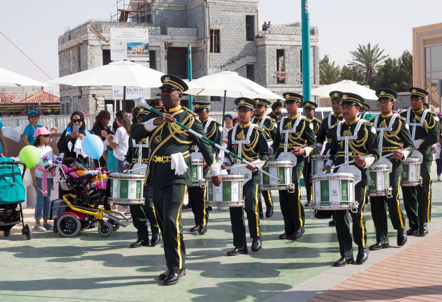 Dubai, United Arab Emirates- The Dubai Police Band at the Rare Disease Walkathon at Kite Beach, Dubai.  Ruel Pableo for The National