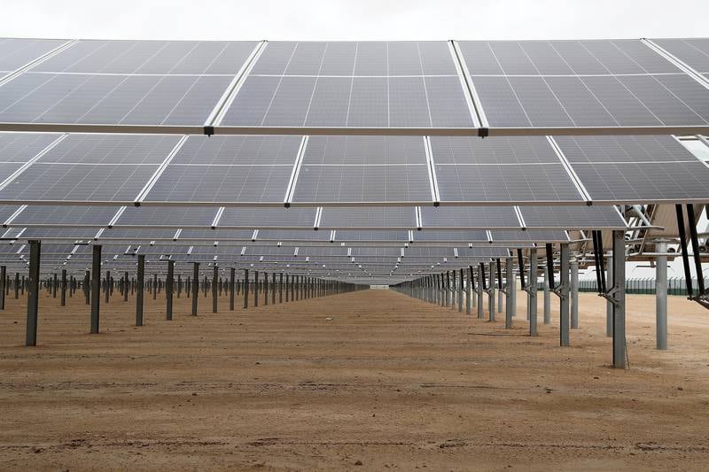 The fifth phase of a mega clean energy project at the Mohammed bin Rashid Al Maktoum Solar Park in Dubai will help reduce carbon emissions. All photos: Pawan Singh / The National