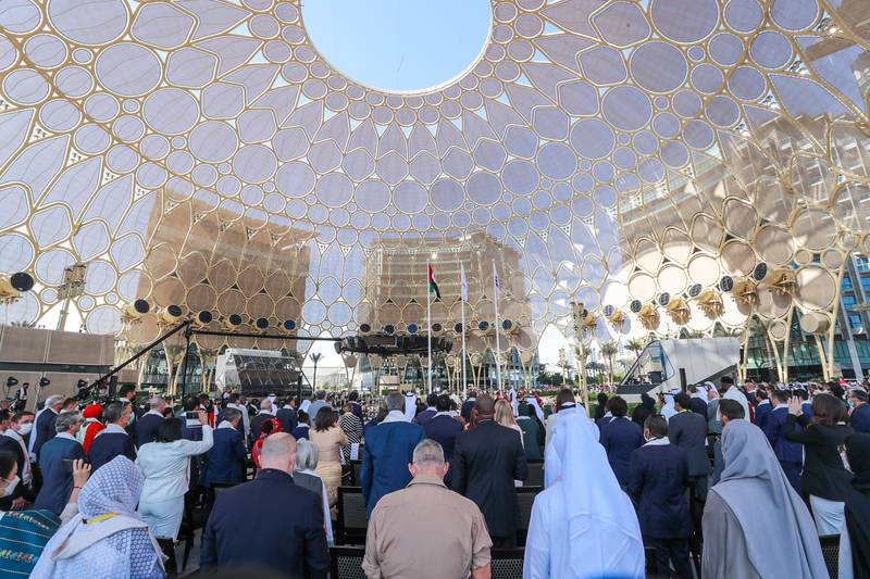 On Saturday, at 6.30pm, Al Wasl Dome will light up to mark the event and a youth manifesto will be presented. Photo: Victor Besa / The National