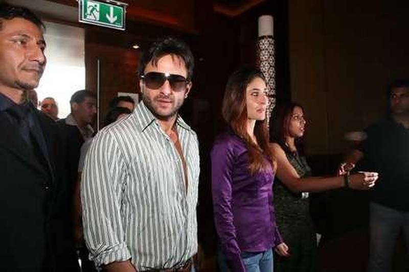The Bollywood couple Saif Ali Khan and Kareena Kapoor at a press conference in Dubai.