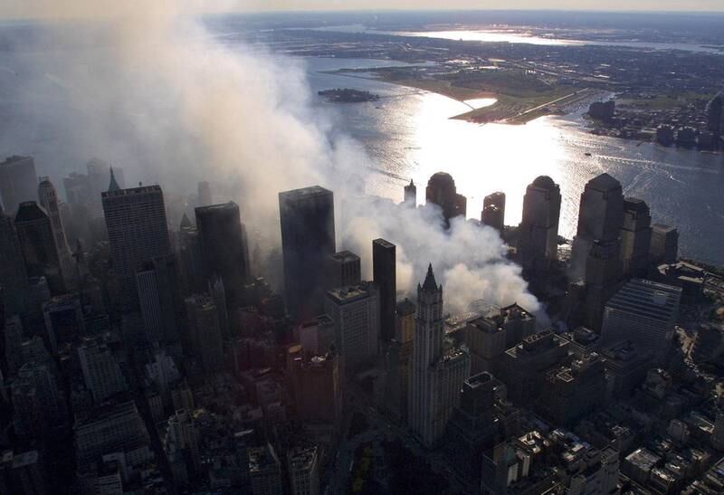 Smoke continues to rise from the destroyed World Trade Center in New York, on September 15, 2001. EPA