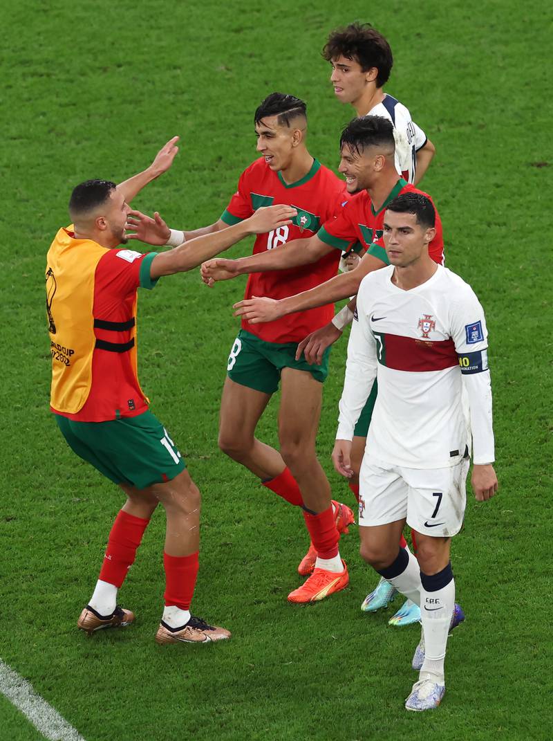 QUARTER-FINALS: Morocco 1-0 Portugal. Cristiano Ronaldo of Portugal looks dejected after his team's defeat in the World Cup quarter-final at Al Thumama Stadium on December 10, 2022. Getty