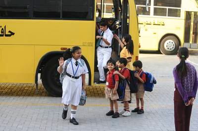 DUBAI, UAE. August 31, 2014 - Students return for the first day of school at New Delhi Private School in Dubai, August 31, 2014. (Photos by: Sarah Dea/The National, Story by: STANDALONE, NEWS)