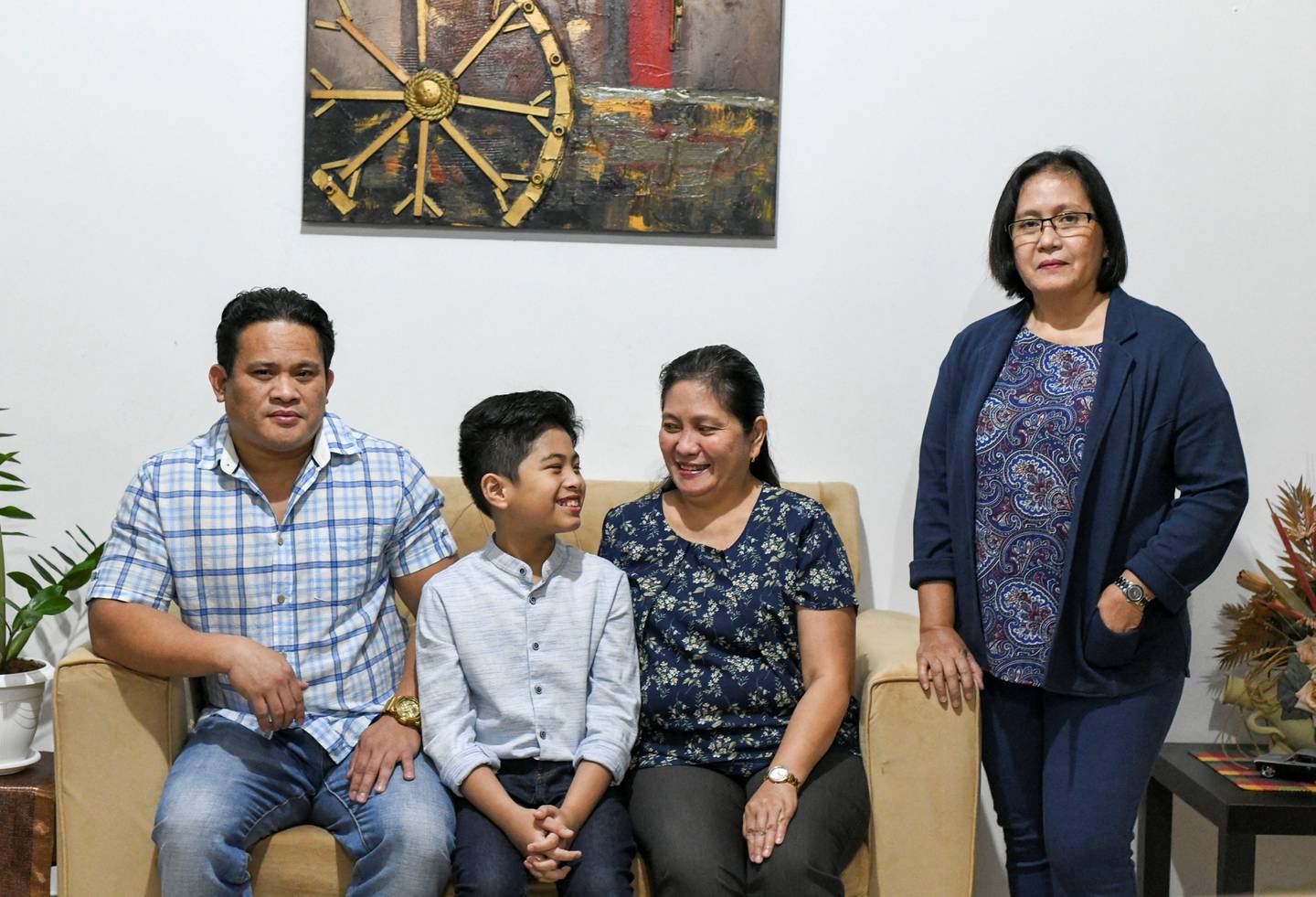 Peter Rosalita-AD  Peter Rosalita, 10, with his parents Ruel Rosalita, Vilma Villegas, and aunt Mary Jane Villegas in Abu Dhabi on June 7, 2021.
Reporter: David Tusing Features
