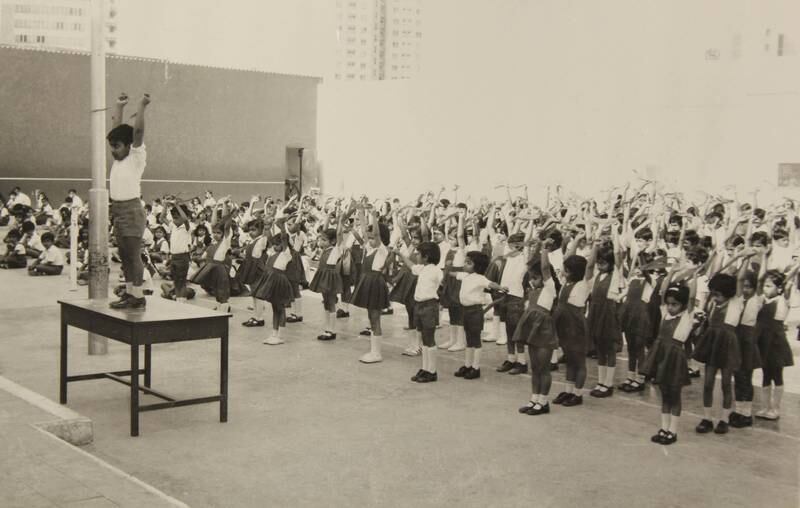 Pupils during a PE lesson at the India Social Centre. In 1980, UAE Founding Father, the late Sheikh Zayed bin Sultan Al Nahyan, gifted a larger piece of land to relocate the school to its current address on New Airport Road