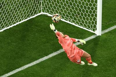 England goalkeeper Mary Earps is beaten by a shot from Australia's Sam Kerr. AFP