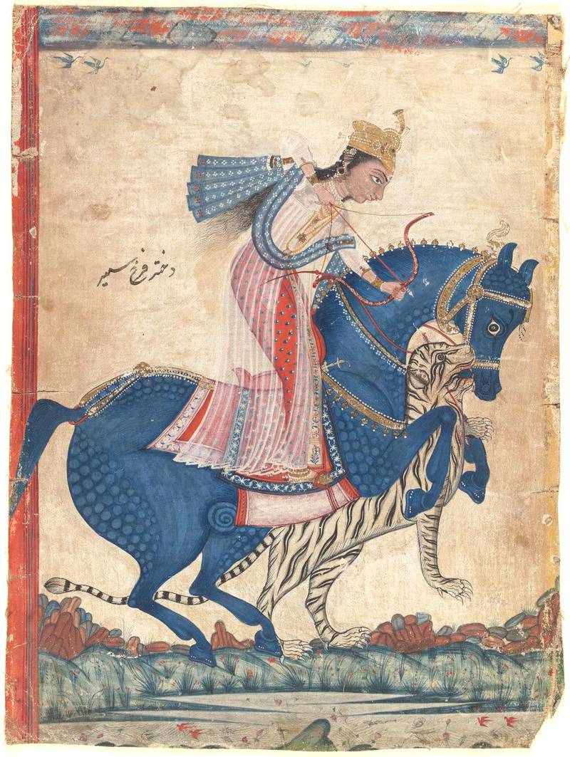 The Huntress dated 1680-1700, India. Gouache on cloth with gold highlights. Courtesy Department Of Culture and Tourism Abu Dhabi - Photo by AFP