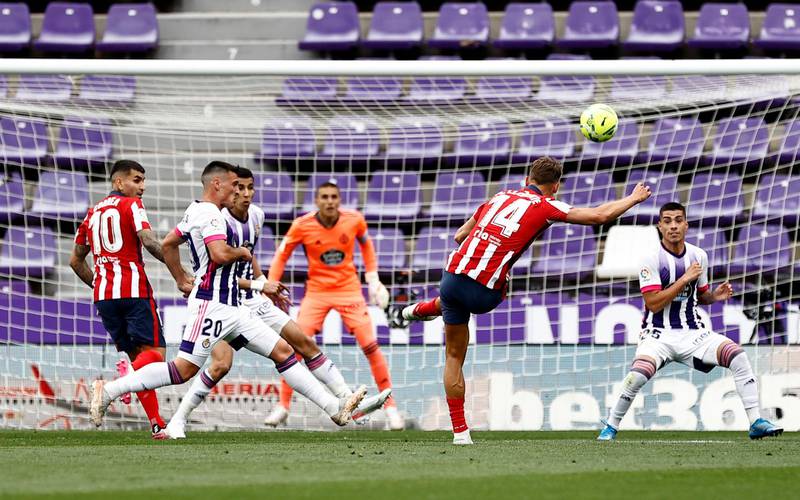 Atletico Madrid's Marcos Llorente shoots at goal. Reuters